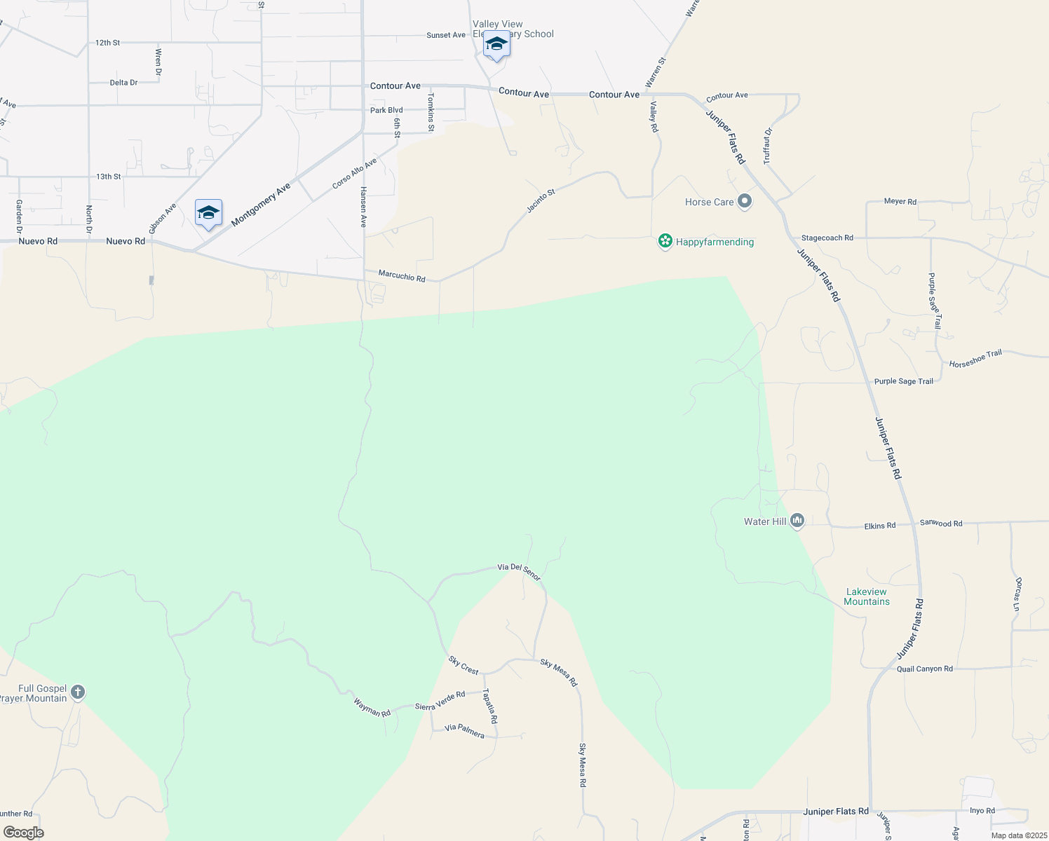map of restaurants, bars, coffee shops, grocery stores, and more near Polley Street in Nuevo