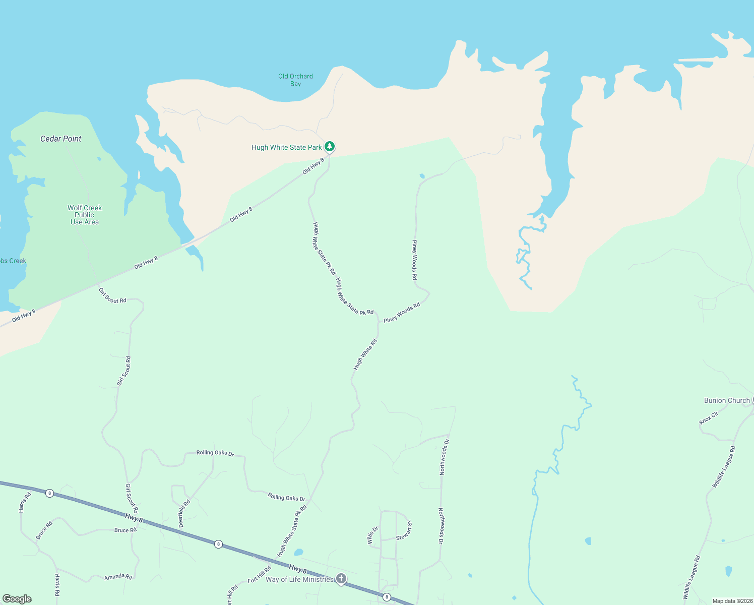 map of restaurants, bars, coffee shops, grocery stores, and more near 1438 Hugh White State Park Road in Grenada