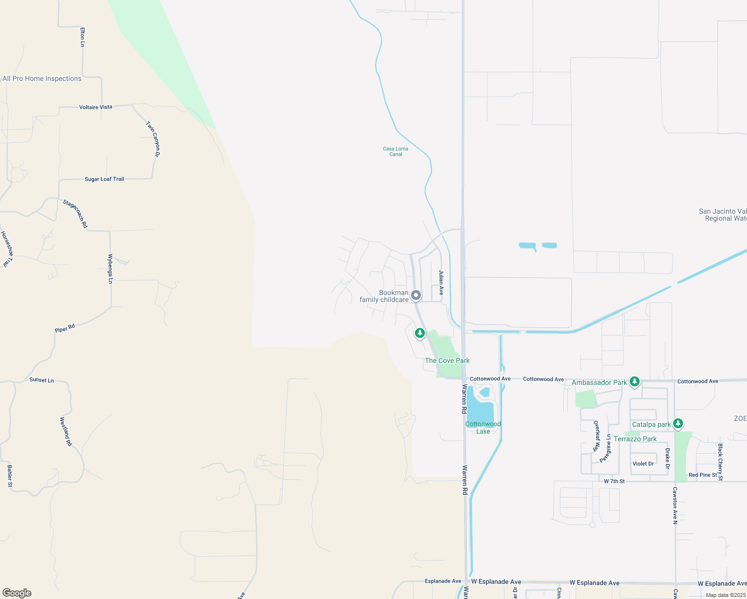map of restaurants, bars, coffee shops, grocery stores, and more near 3890 Mulberry Street in San Jacinto