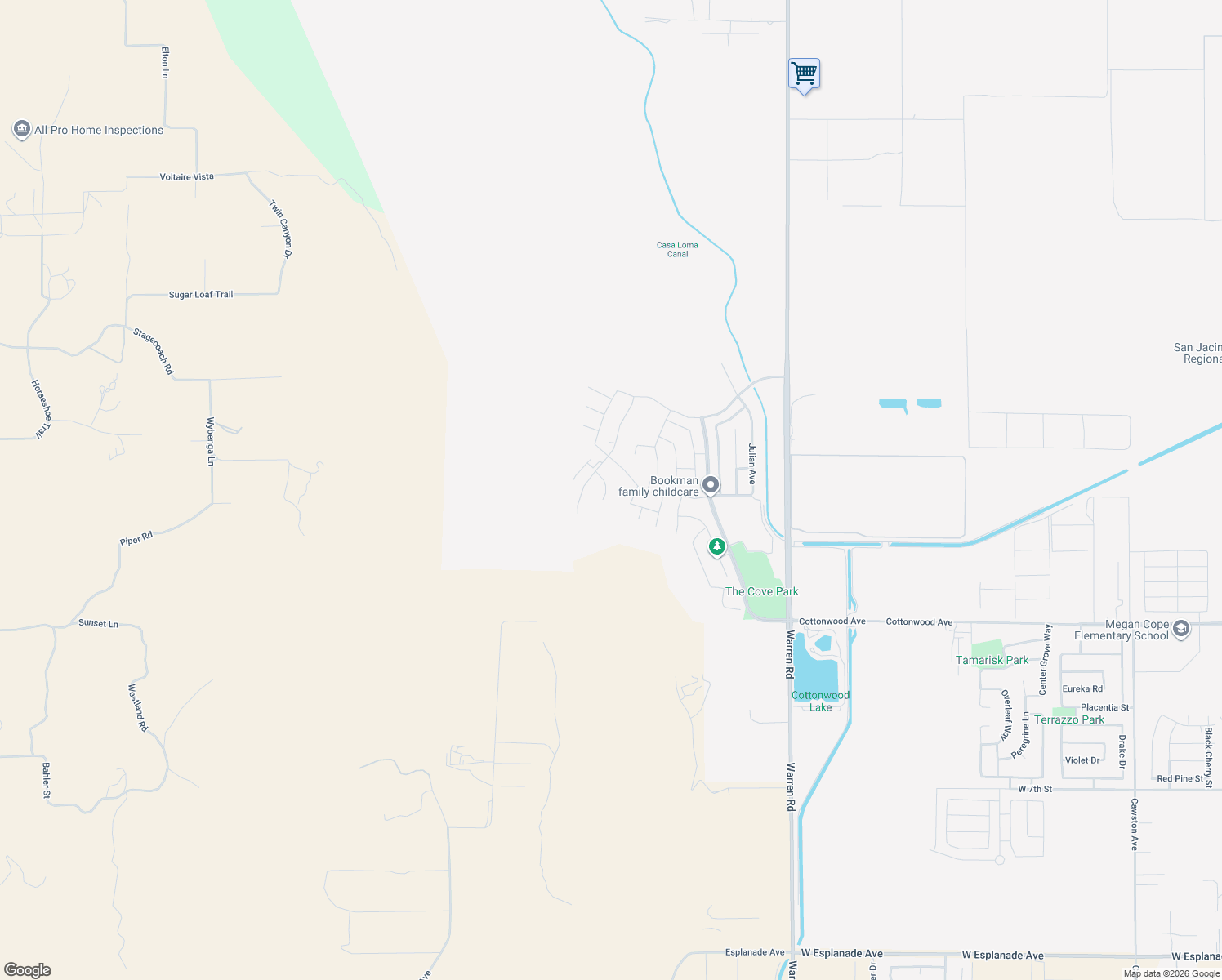 map of restaurants, bars, coffee shops, grocery stores, and more near 525 Chalakat Court in San Jacinto