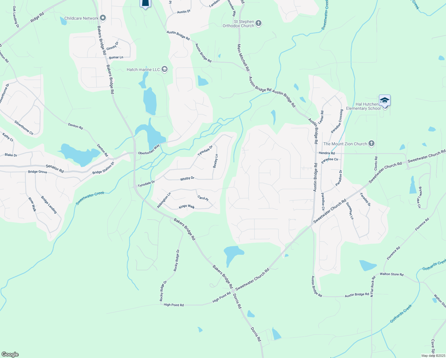 map of restaurants, bars, coffee shops, grocery stores, and more near 536 Whitby Drive in Douglasville