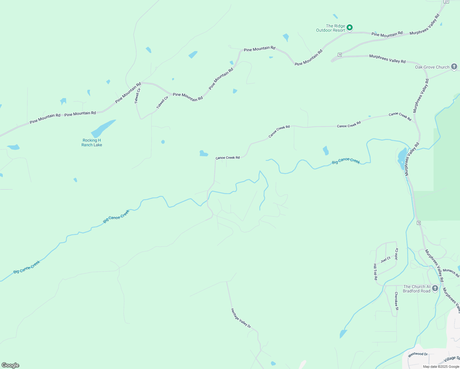 map of restaurants, bars, coffee shops, grocery stores, and more near 2001 Canoe Creek Road in Springville