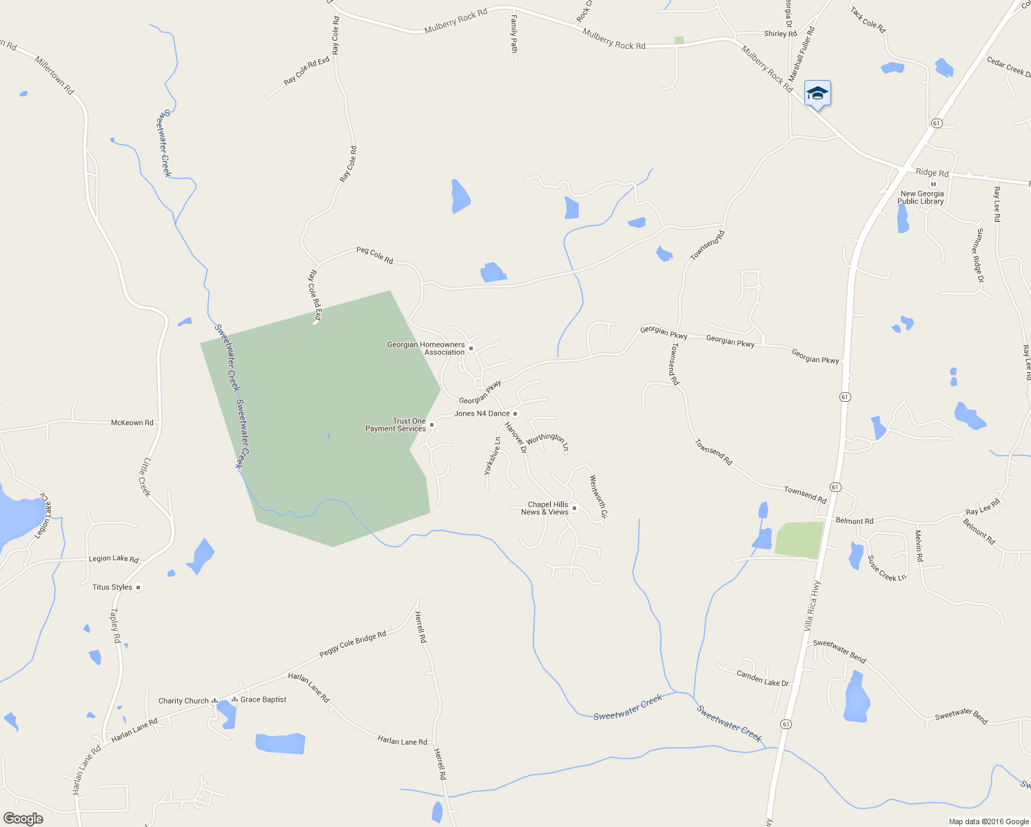 map of restaurants, bars, coffee shops, grocery stores, and more near 40 Templeton Lane in Villa Rica