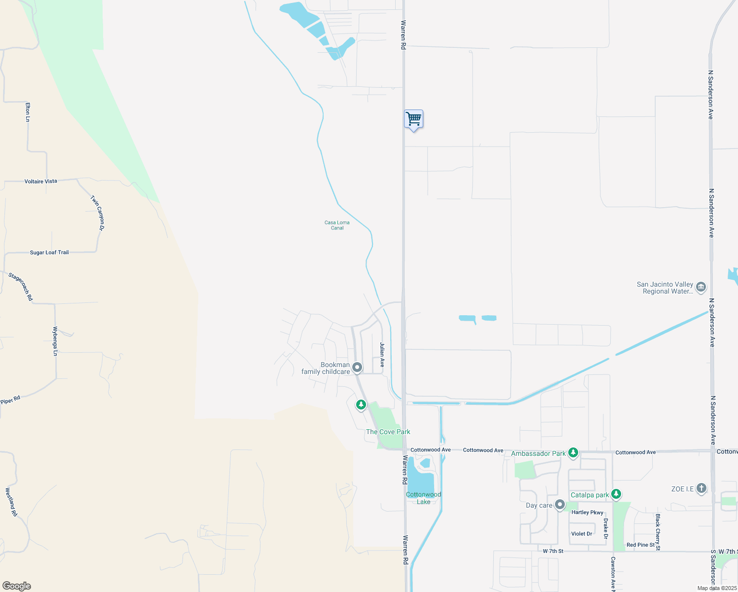 map of restaurants, bars, coffee shops, grocery stores, and more near 921 Yukon Drive in San Jacinto