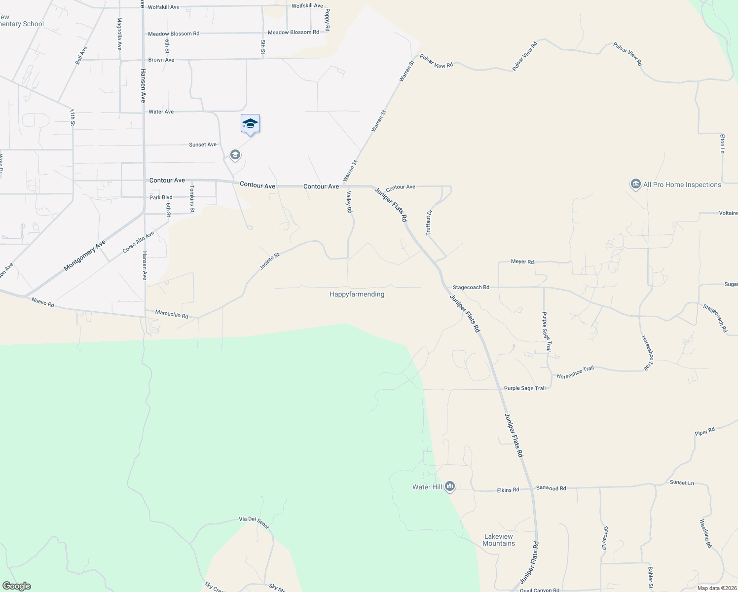map of restaurants, bars, coffee shops, grocery stores, and more near 32361 Stagecoach Road in Nuevo