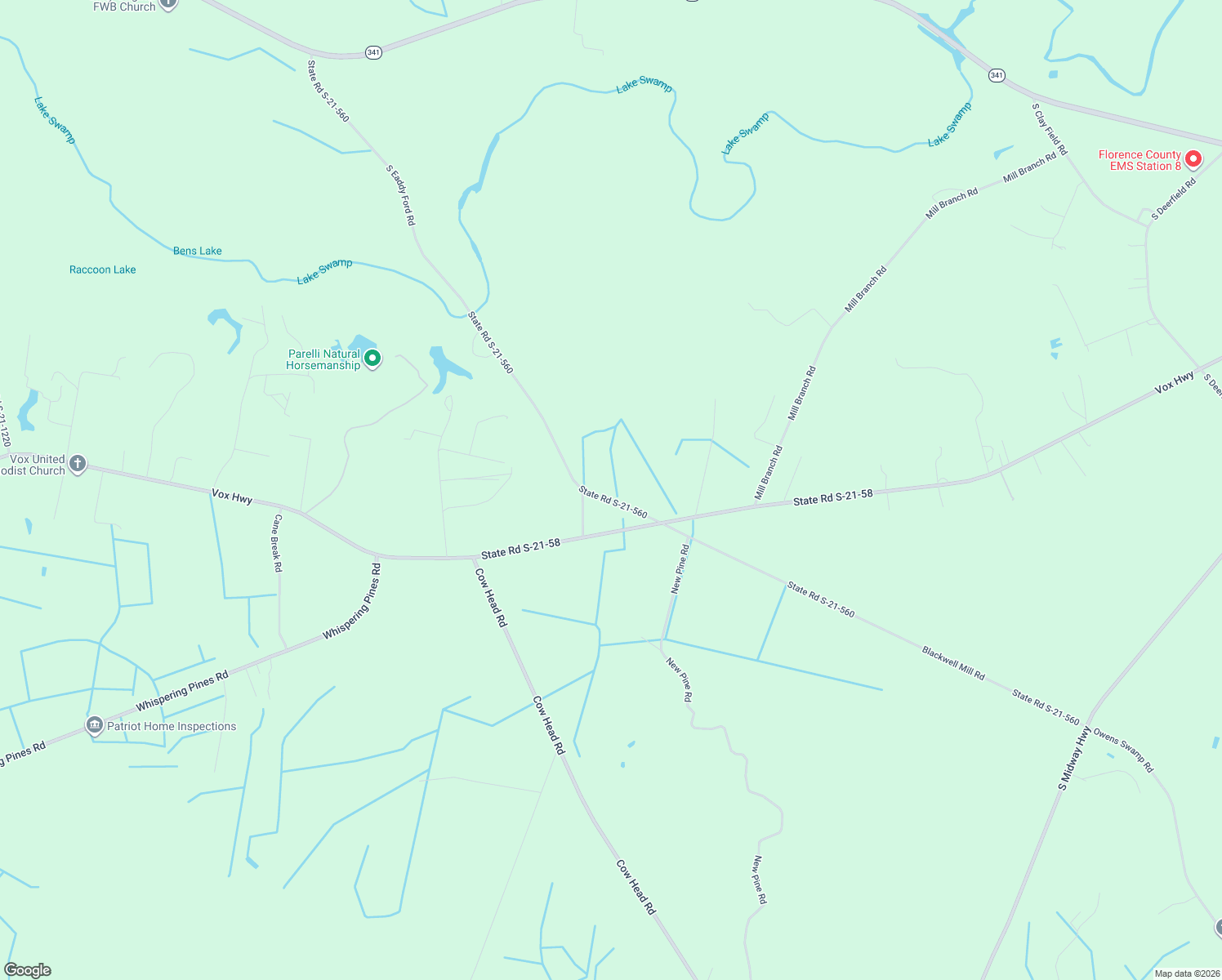 map of restaurants, bars, coffee shops, grocery stores, and more near 554 South Eaddy Ford Road in Johnsonville