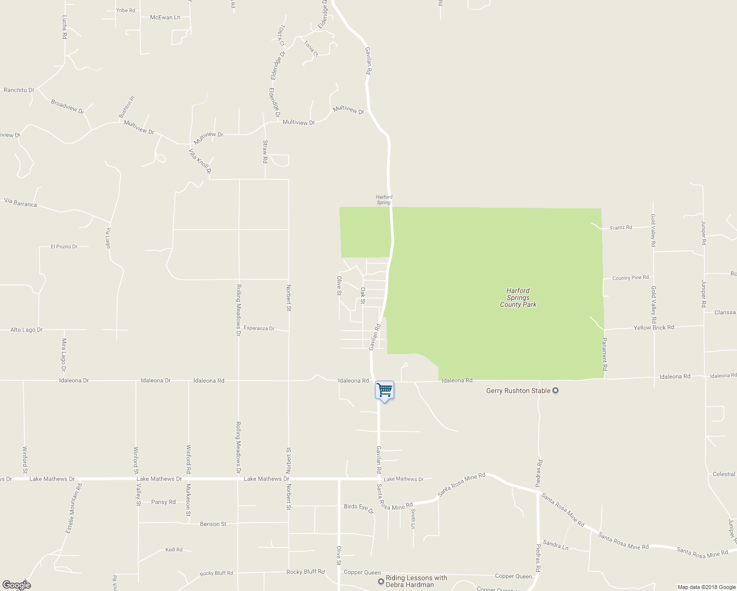 map of restaurants, bars, coffee shops, grocery stores, and more near 17152 Aragon Drive in Perris