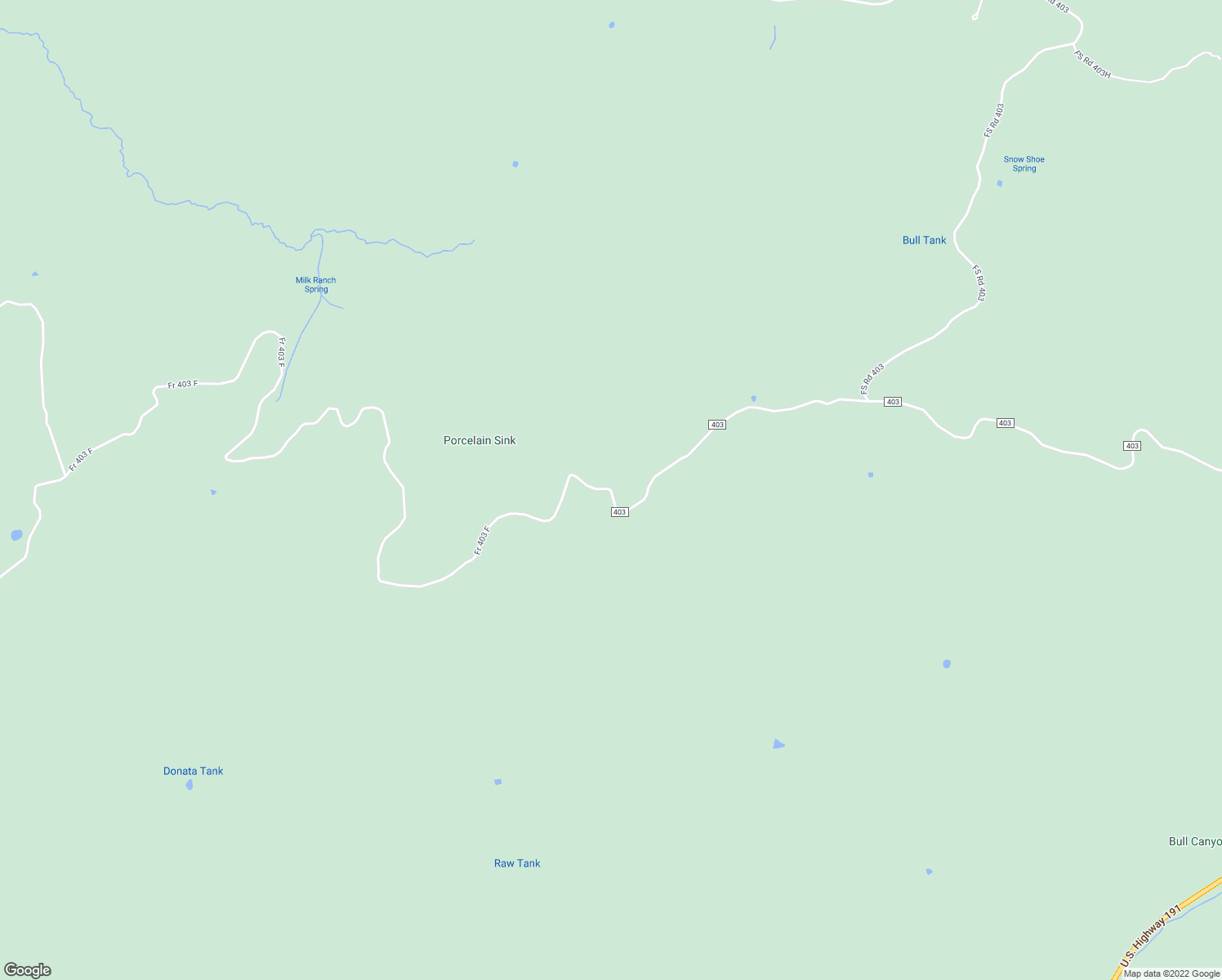 map of restaurants, bars, coffee shops, grocery stores, and more near Forest Service Road 403 in Apache County