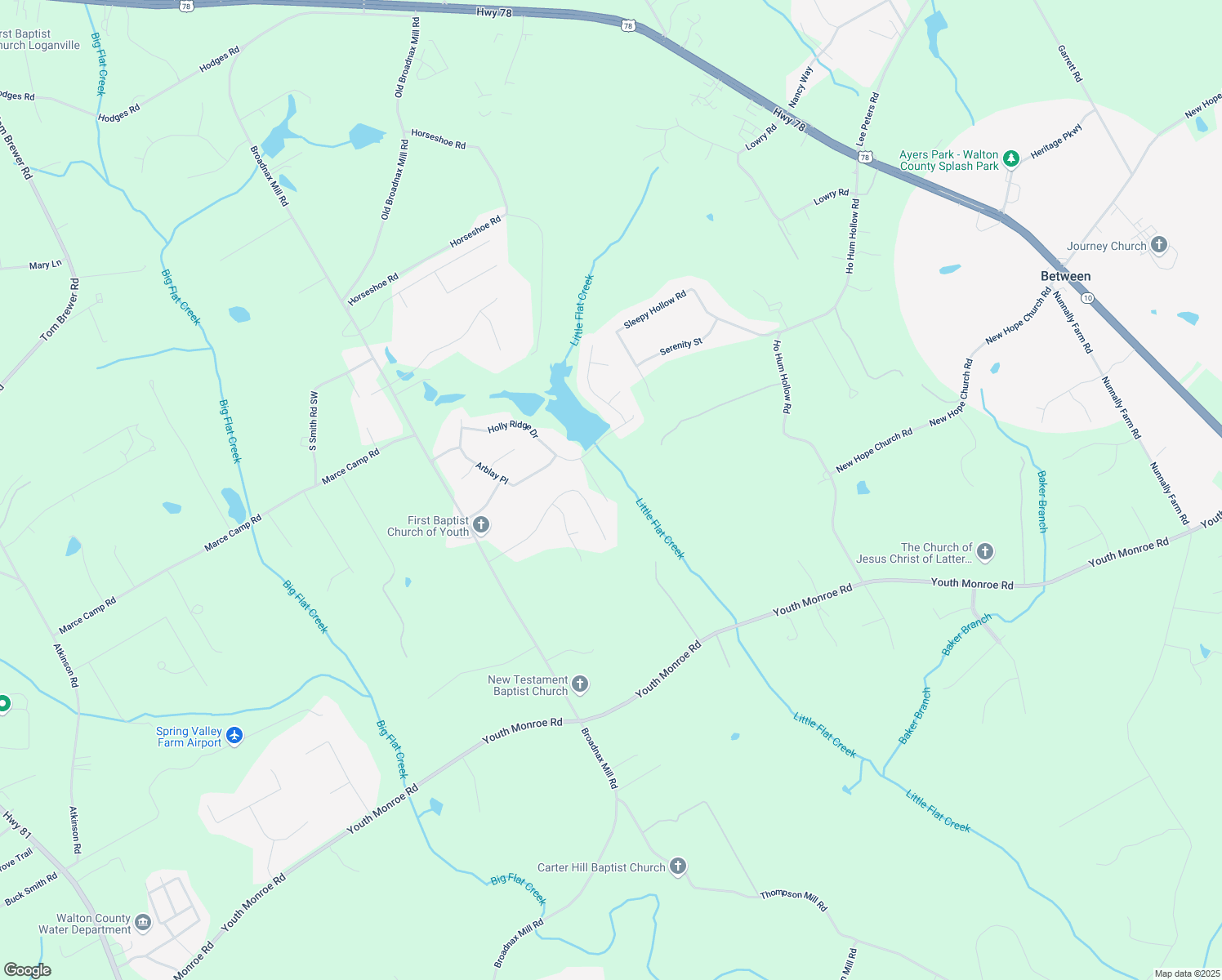 map of restaurants, bars, coffee shops, grocery stores, and more near 1609 Holly Ridge Drive in Loganville
