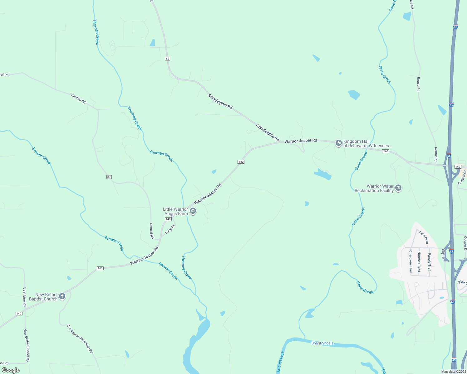 map of restaurants, bars, coffee shops, grocery stores, and more near 600 Beltona Road in Warrior