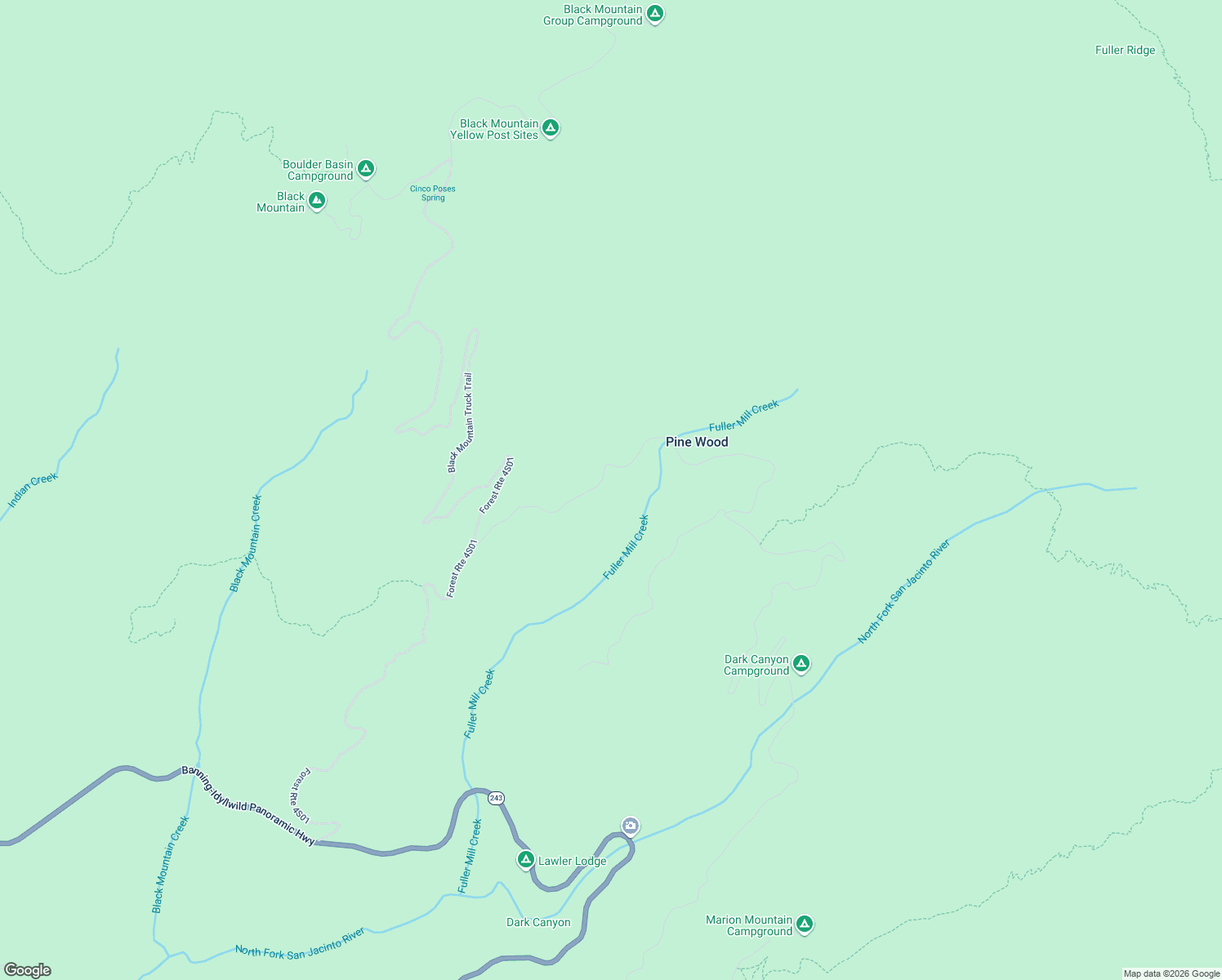 map of restaurants, bars, coffee shops, grocery stores, and more near 52641 Road 4502 in Idyllwild-Pine Cove