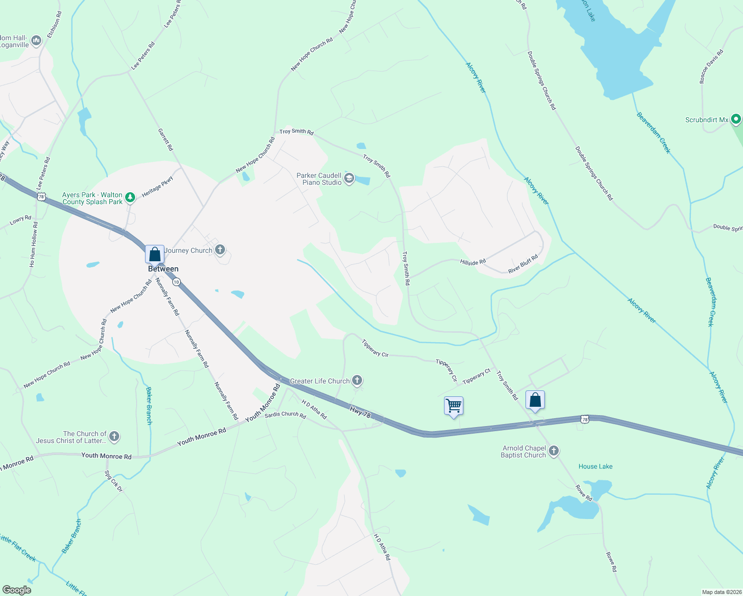 map of restaurants, bars, coffee shops, grocery stores, and more near 2773 Oakmont Way in Monroe
