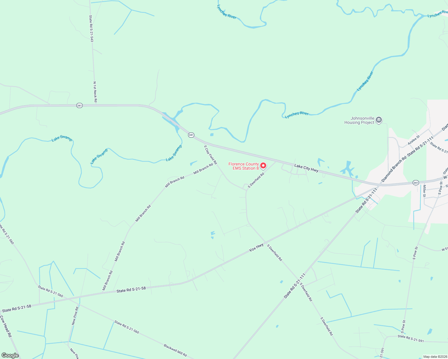 map of restaurants, bars, coffee shops, grocery stores, and more near 876 South Clay Field Road in Johnsonville