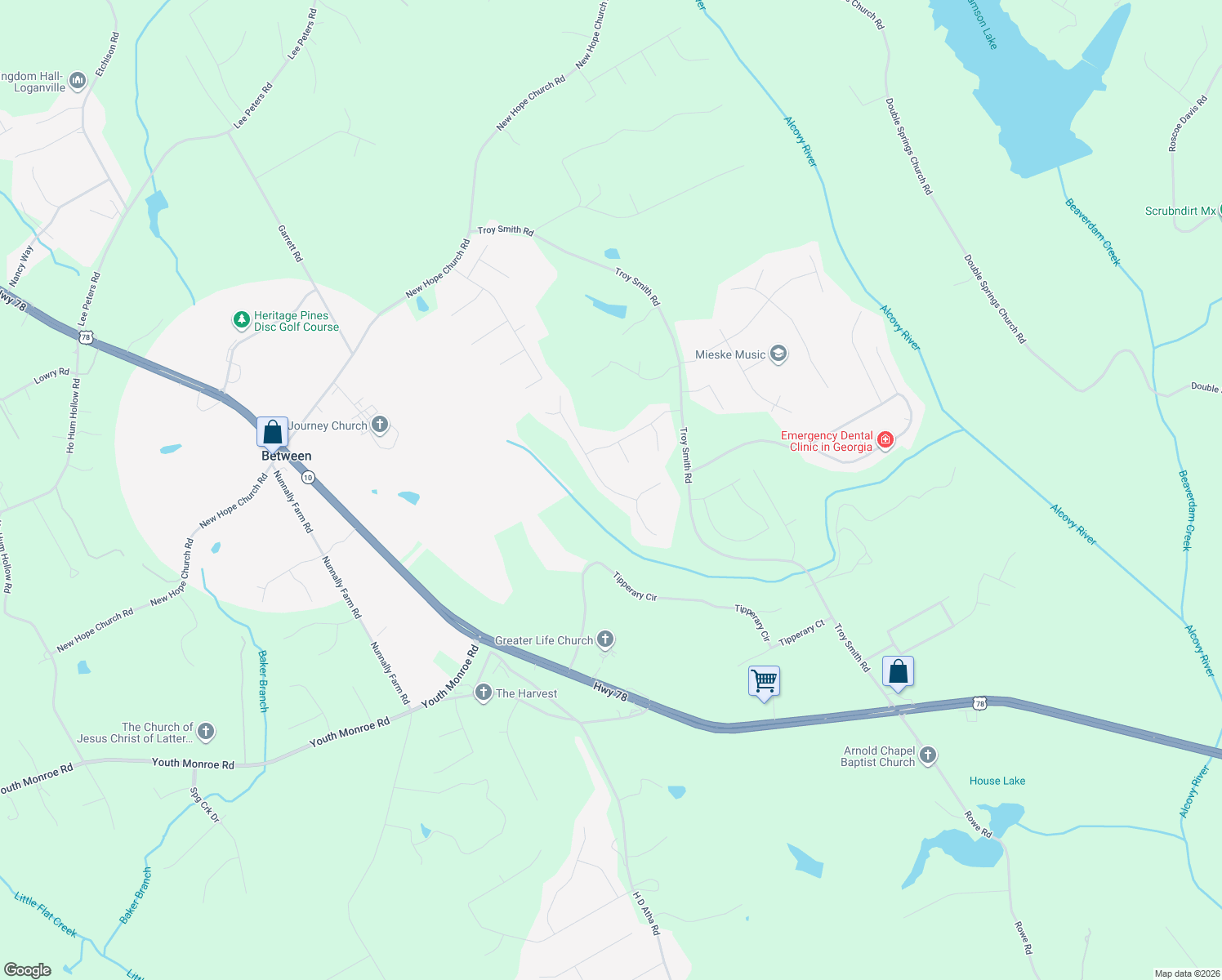map of restaurants, bars, coffee shops, grocery stores, and more near 2777 Oakmont Way in Monroe