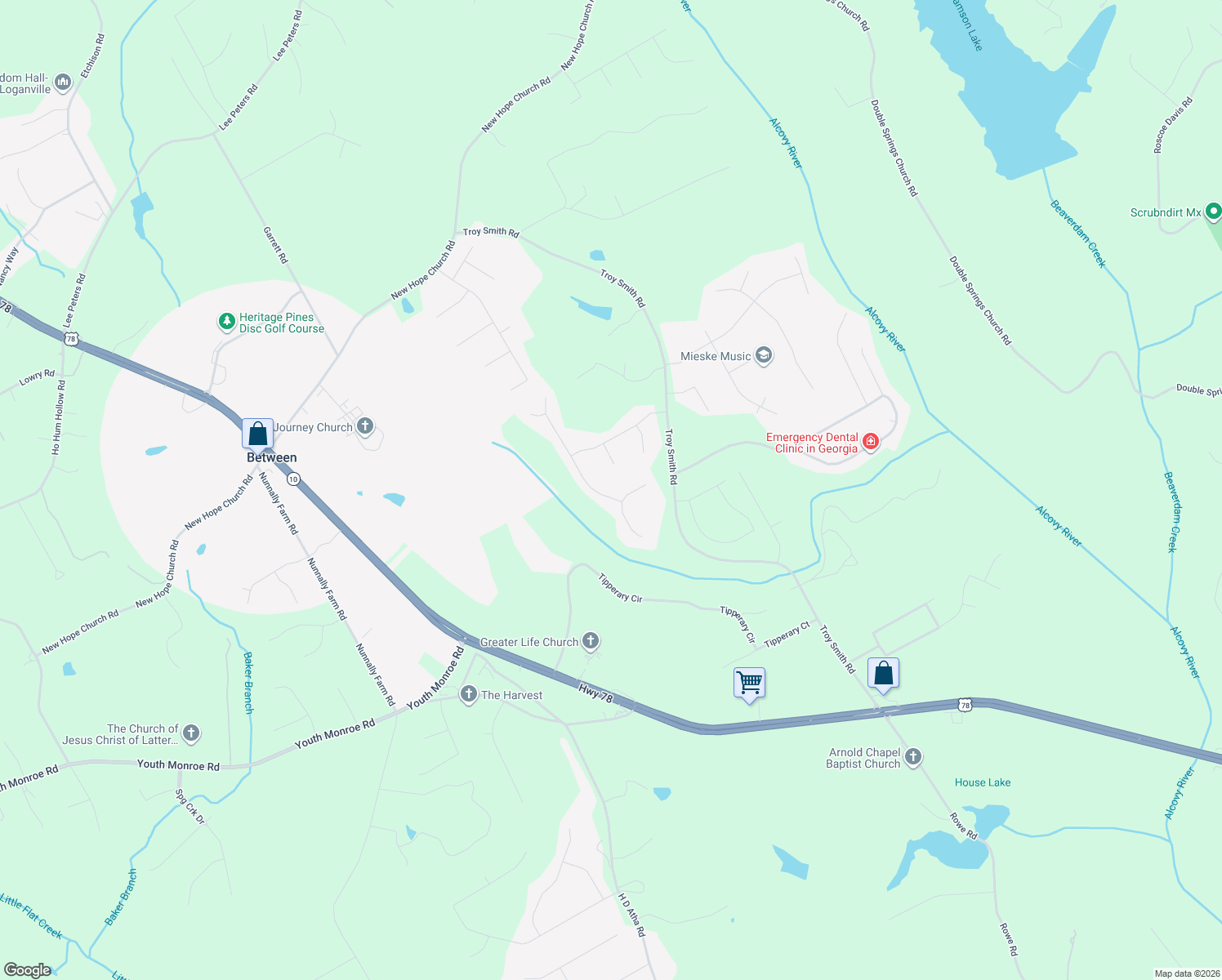 map of restaurants, bars, coffee shops, grocery stores, and more near 2777 Oakmont Way in Monroe