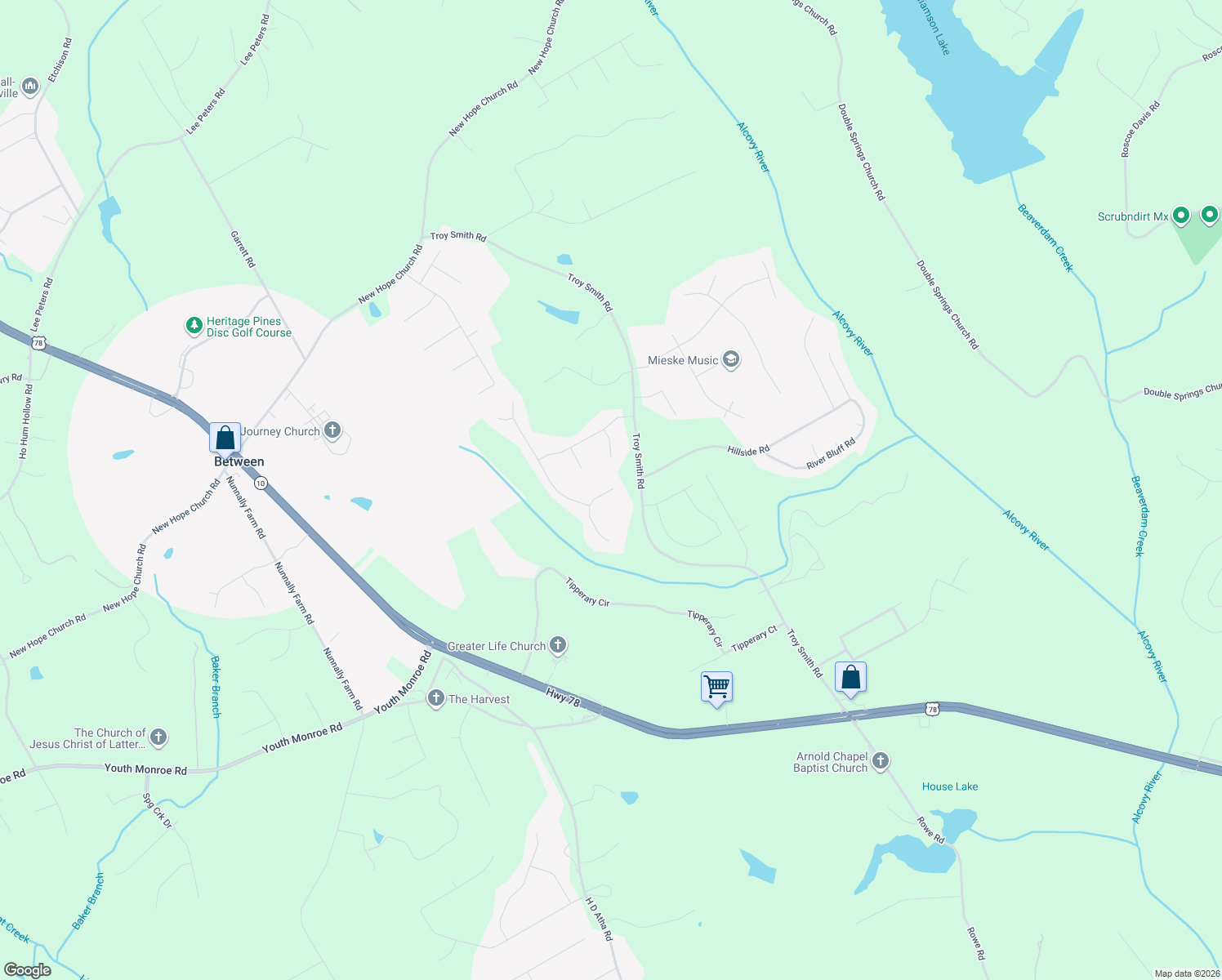 map of restaurants, bars, coffee shops, grocery stores, and more near 3109 Oakmont Drive in Monroe