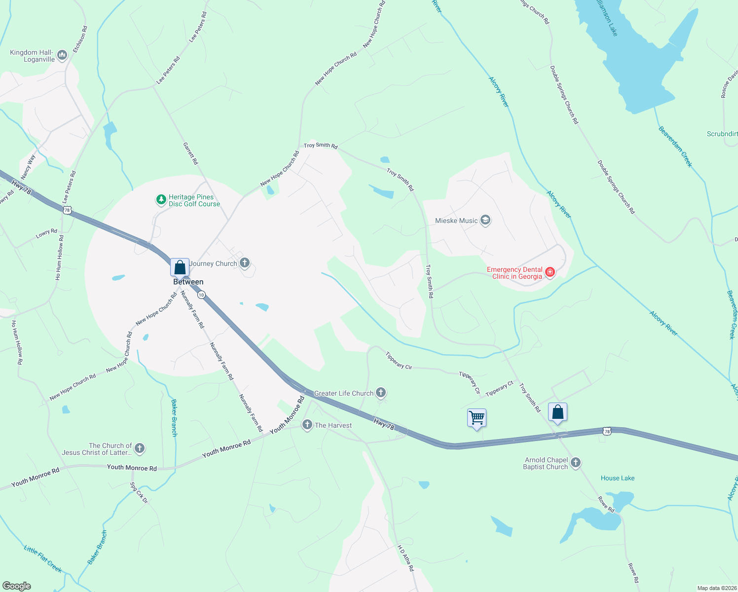 map of restaurants, bars, coffee shops, grocery stores, and more near 2756 Oakmont Way in Monroe