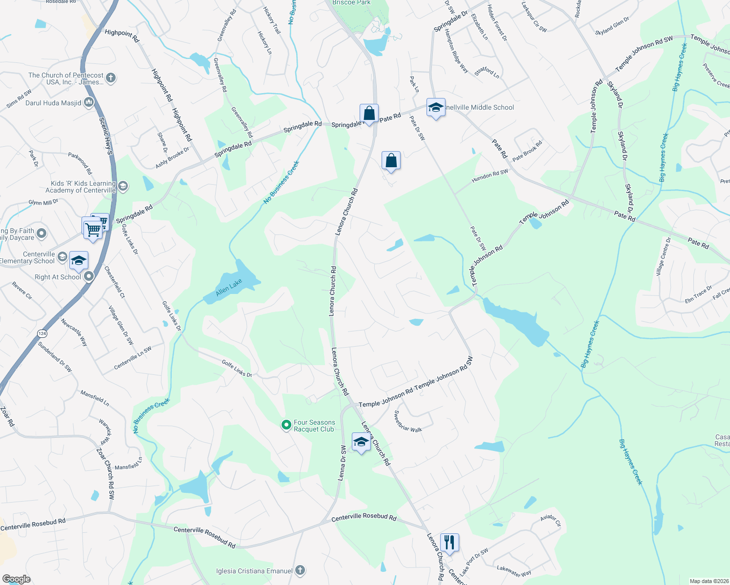 map of restaurants, bars, coffee shops, grocery stores, and more near 3505 Andrea Lee Ct in Snellville