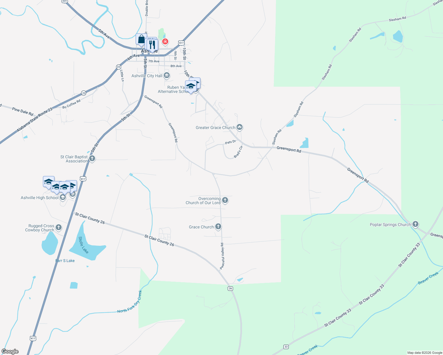 map of restaurants, bars, coffee shops, grocery stores, and more near 992 Greensport Road in Ashville