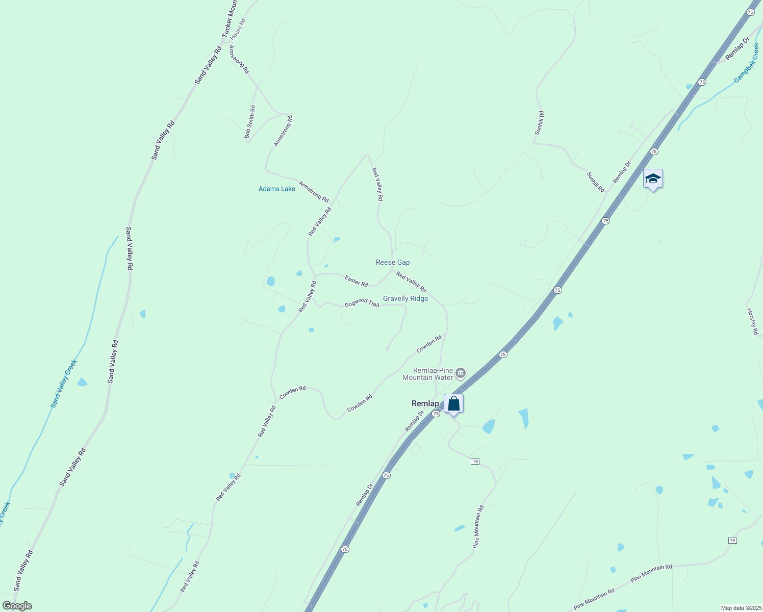 map of restaurants, bars, coffee shops, grocery stores, and more near 406 Dogwood Trail in Remlap