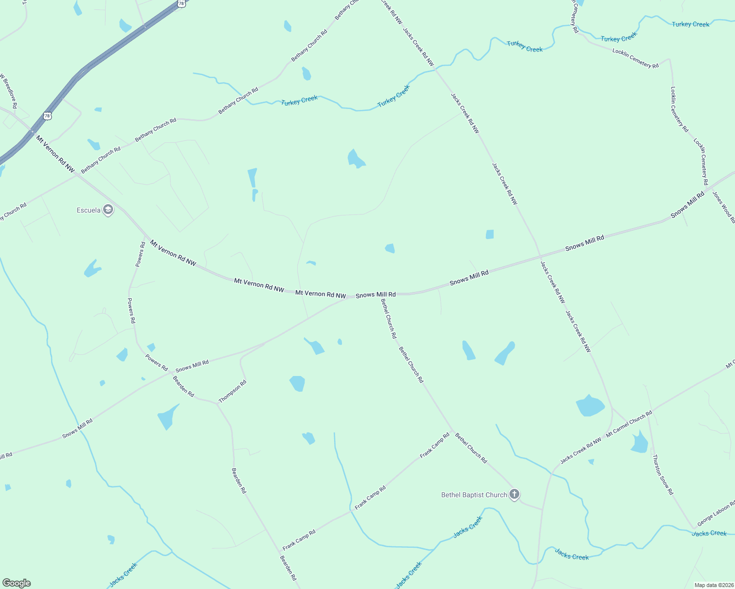 map of restaurants, bars, coffee shops, grocery stores, and more near 3370 Snows Mill Rd in Monroe