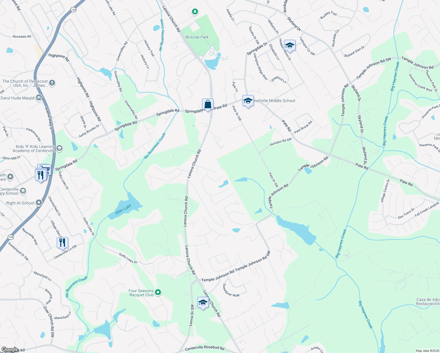 map of restaurants, bars, coffee shops, grocery stores, and more near 3444 Kenilworth Court in Snellville