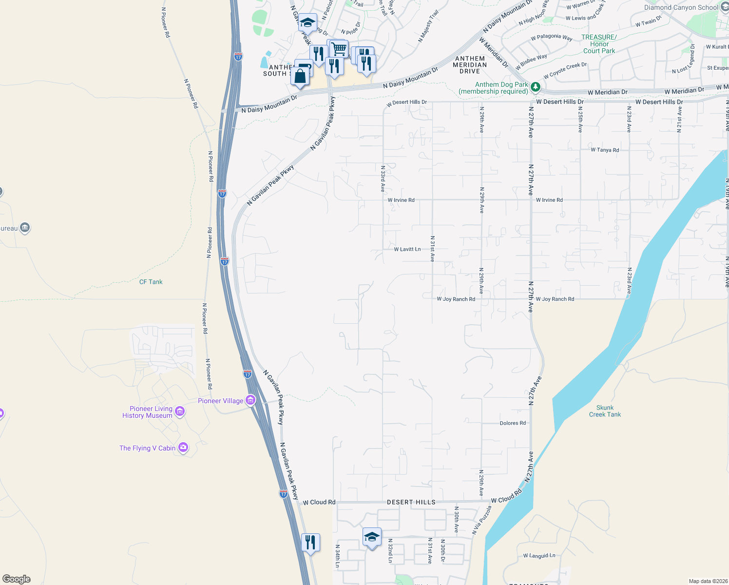 map of restaurants, bars, coffee shops, grocery stores, and more near 37807 North 34th Avenue in Phoenix