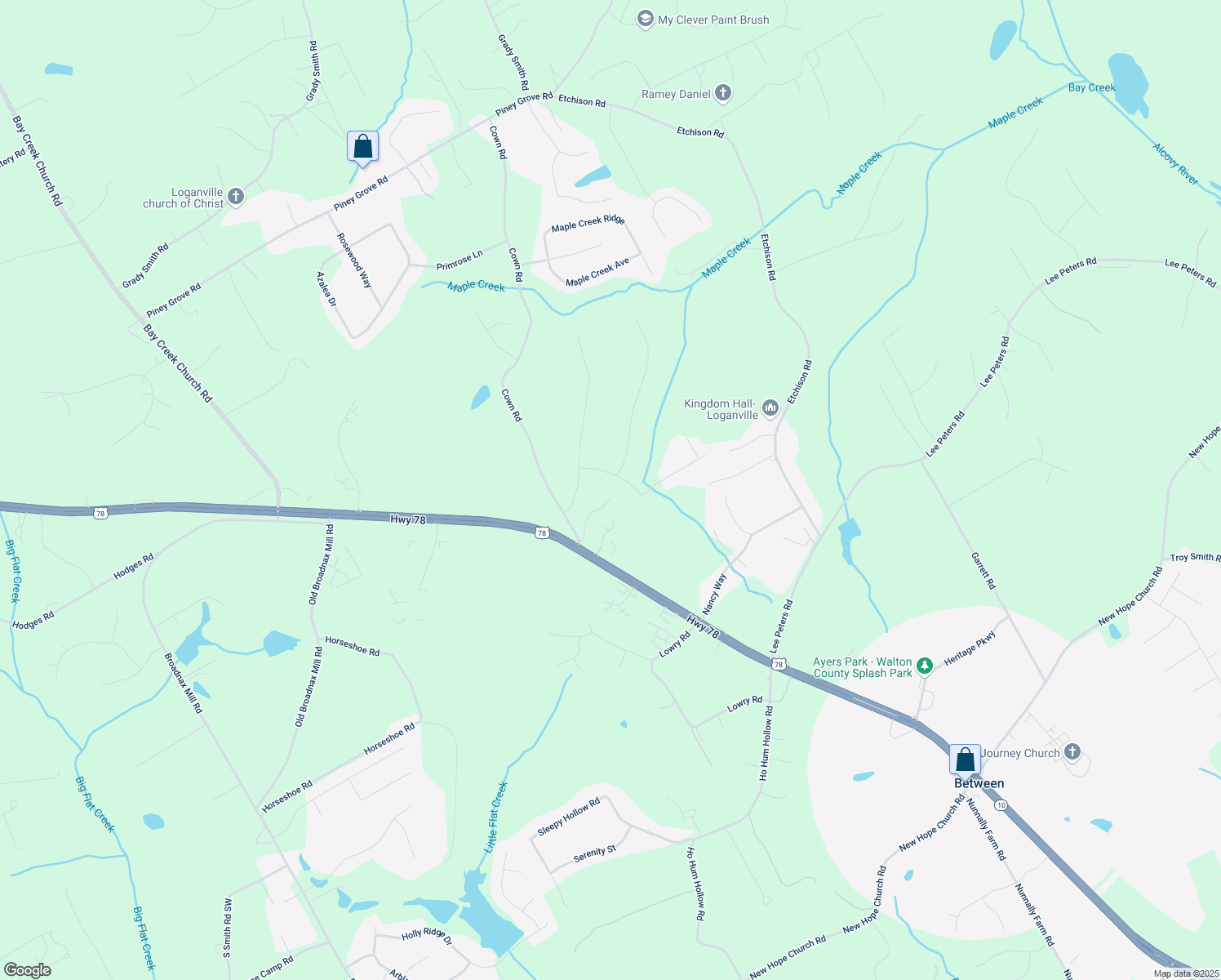 map of restaurants, bars, coffee shops, grocery stores, and more near 2070 Wood Valley Drive in Loganville