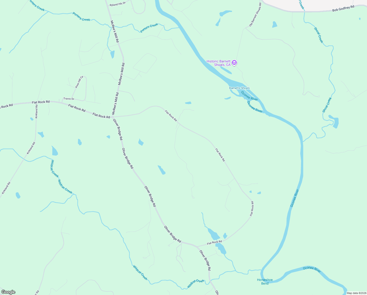 map of restaurants, bars, coffee shops, grocery stores, and more near 2990 Flat Rock Road in Watkinsville