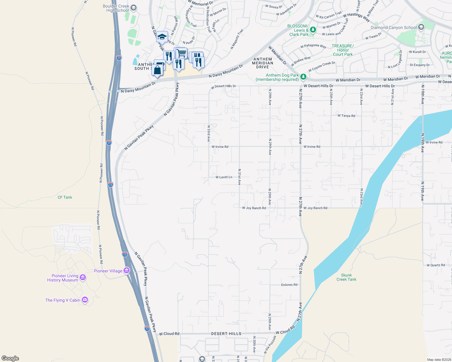 map of restaurants, bars, coffee shops, grocery stores, and more near 3128 West Hidden Valley Road in Phoenix