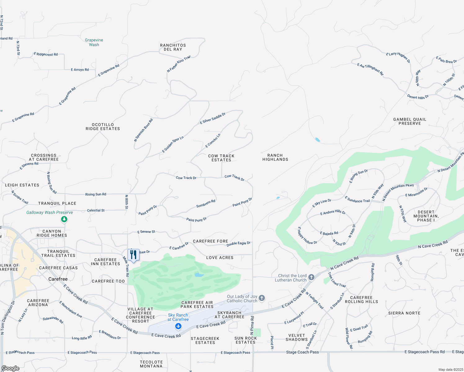map of restaurants, bars, coffee shops, grocery stores, and more near 35236 North 92nd Way in Scottsdale