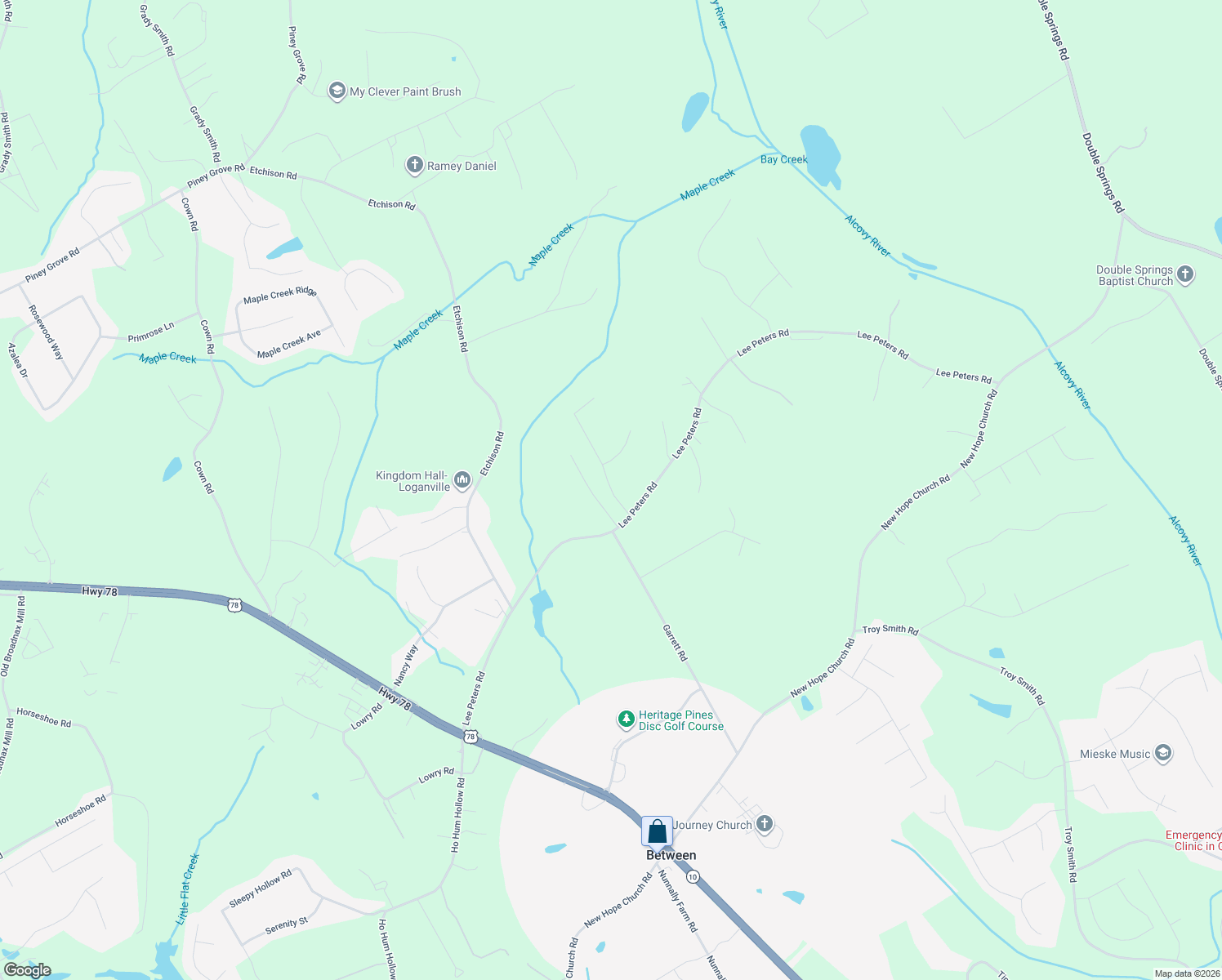 map of restaurants, bars, coffee shops, grocery stores, and more near 2109 Seths Ridge in Loganville