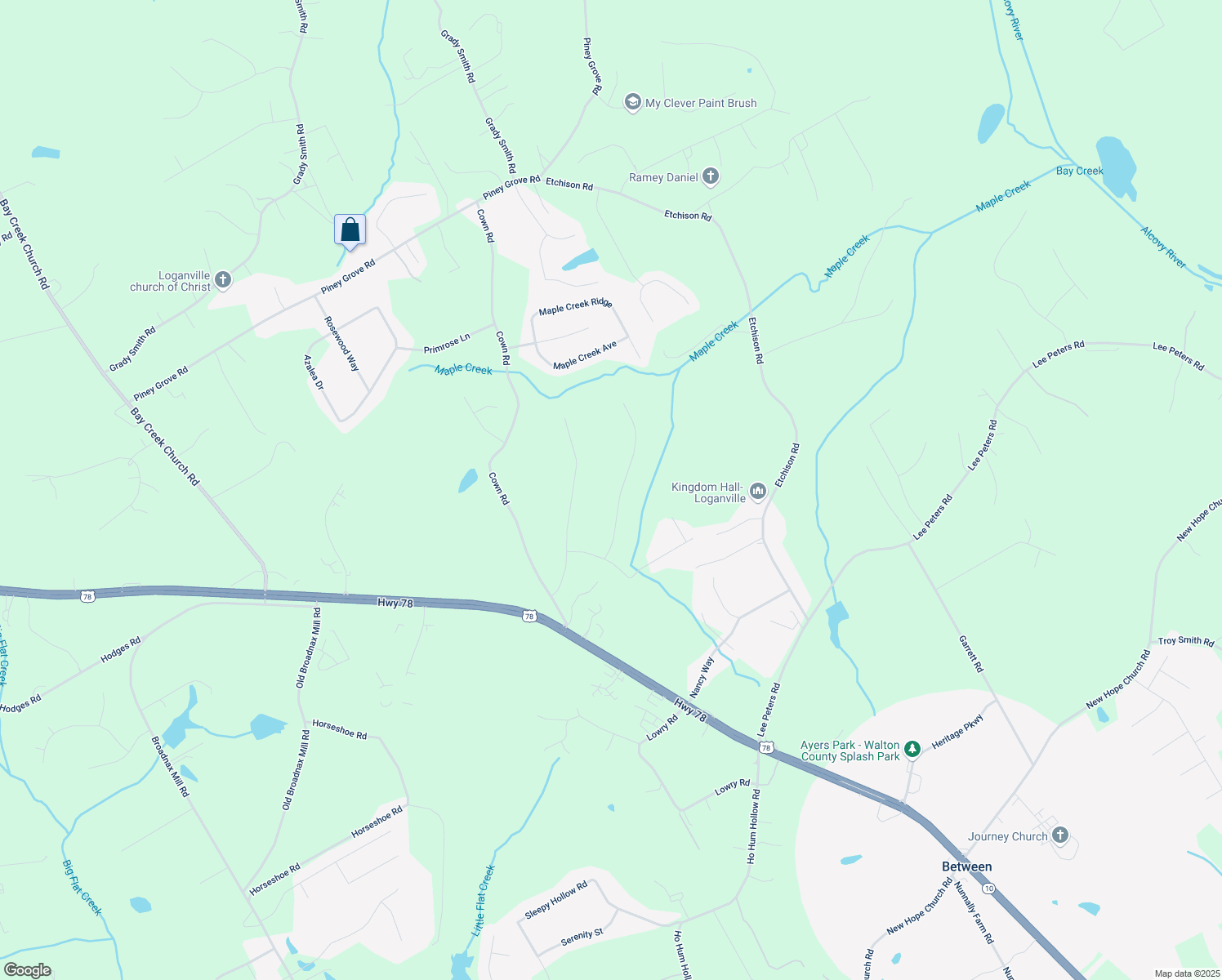 map of restaurants, bars, coffee shops, grocery stores, and more near 4075 Fawn Valley Drive in Loganville