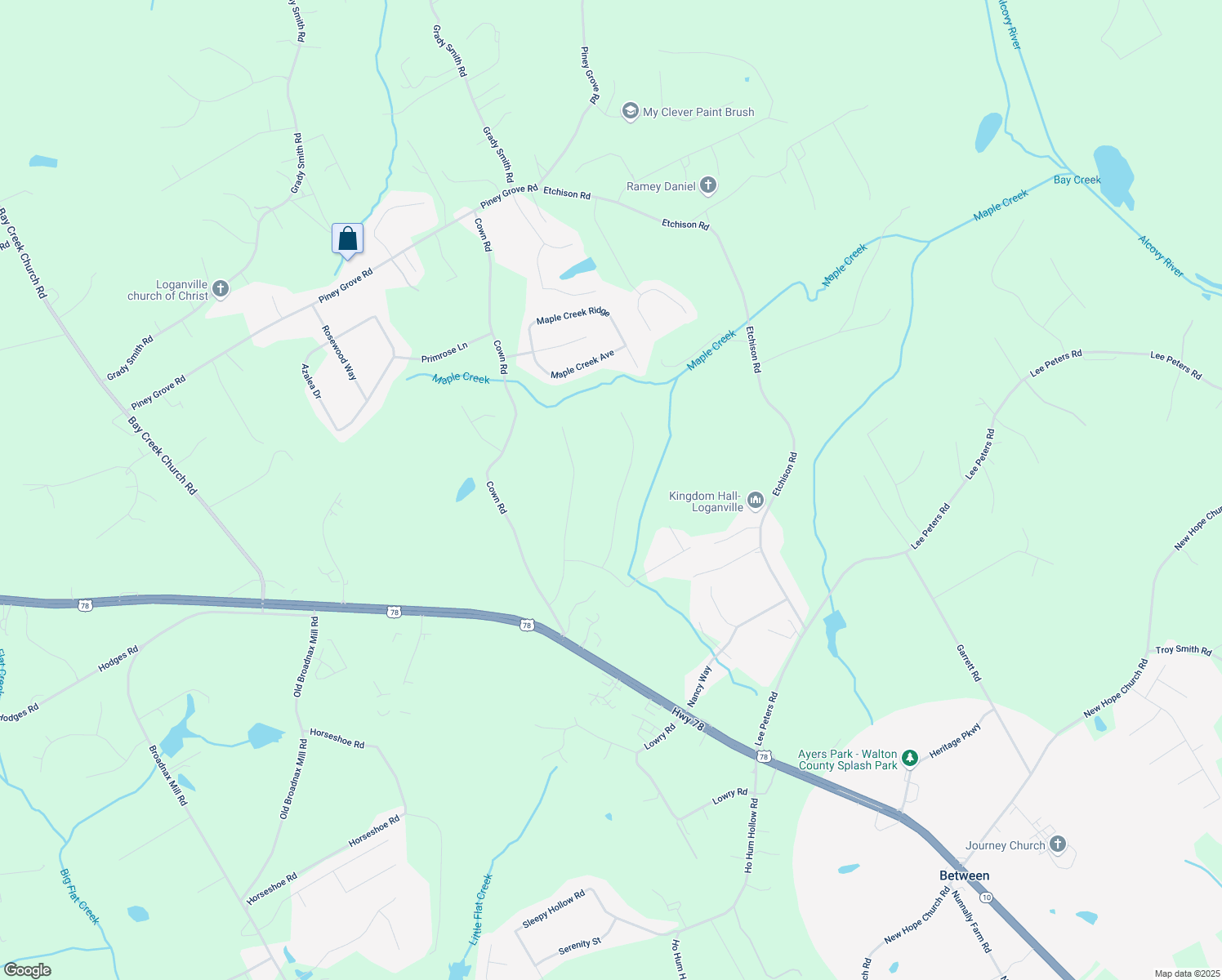 map of restaurants, bars, coffee shops, grocery stores, and more near 4085 Fawn Valley Drive in Loganville