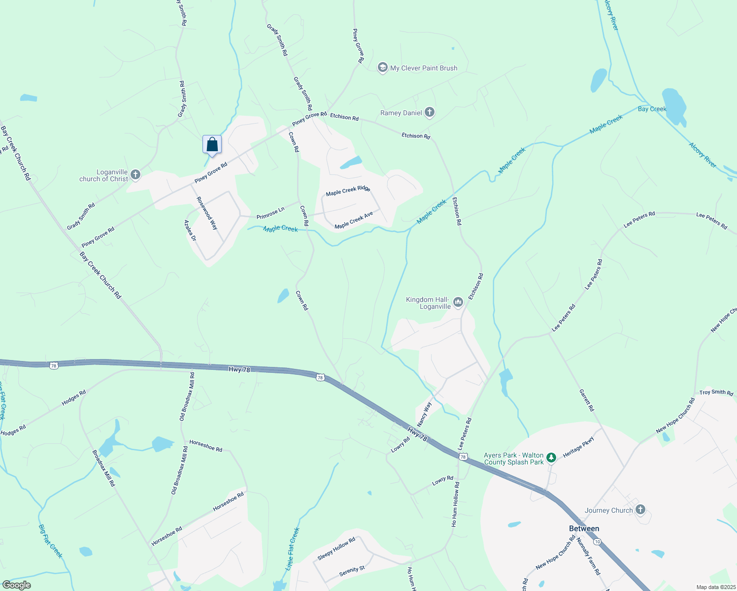 map of restaurants, bars, coffee shops, grocery stores, and more near 4085 Fawn Valley Drive in Loganville