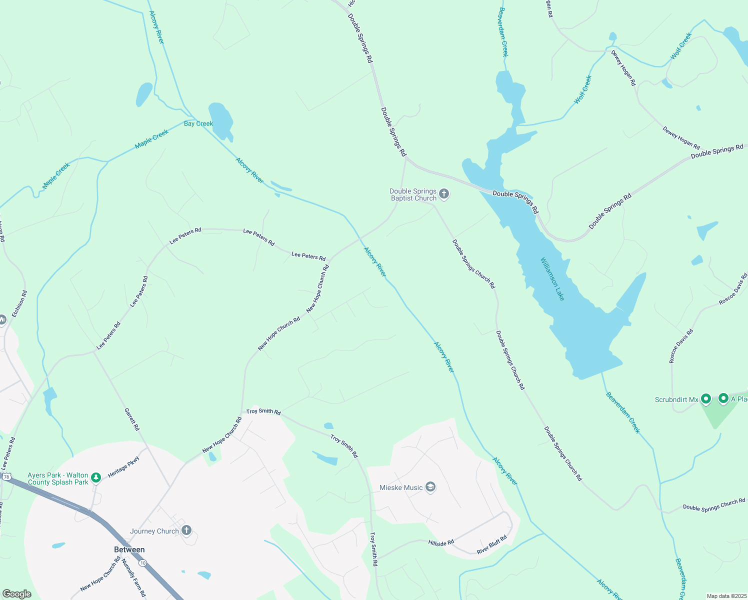 map of restaurants, bars, coffee shops, grocery stores, and more near 1006 Alcovy River Drive in Loganville