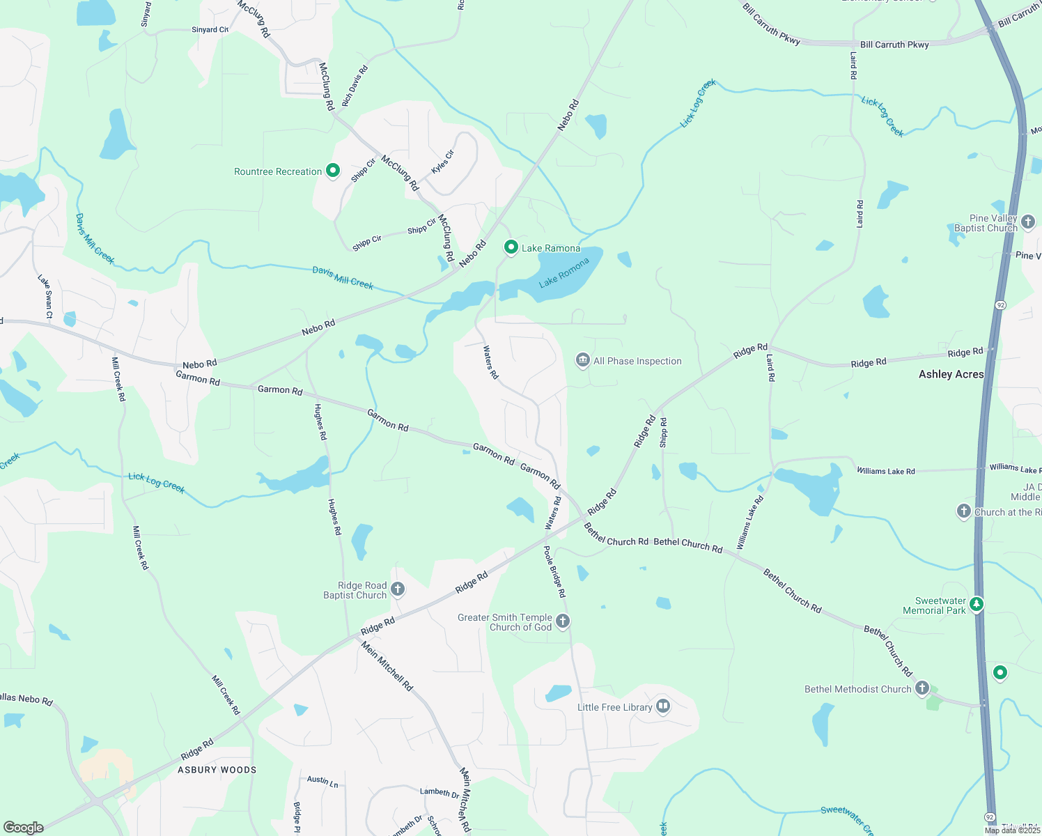 map of restaurants, bars, coffee shops, grocery stores, and more near 128 Champion Way in Hiram