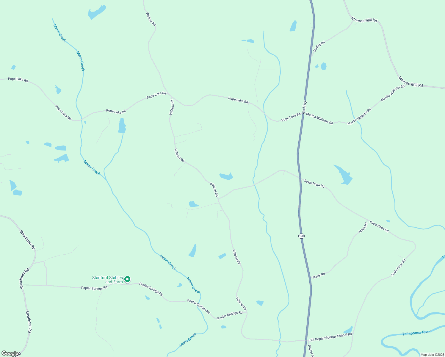 map of restaurants, bars, coffee shops, grocery stores, and more near 1711 Susie Pope Road in Buchanan