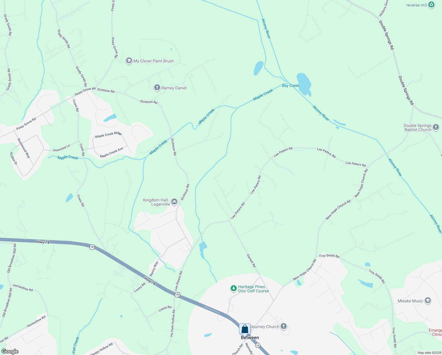 map of restaurants, bars, coffee shops, grocery stores, and more near 2161 Seths Ridge in Loganville