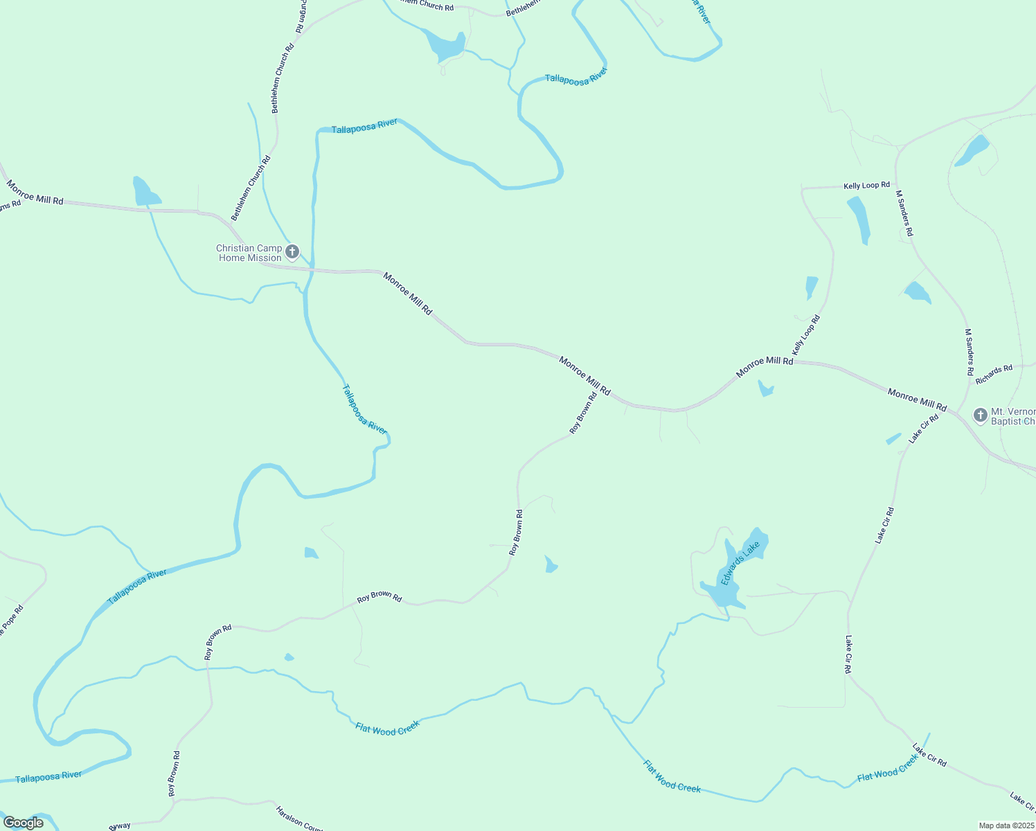 map of restaurants, bars, coffee shops, grocery stores, and more near 1200 Roy Brown Road in Buchanan
