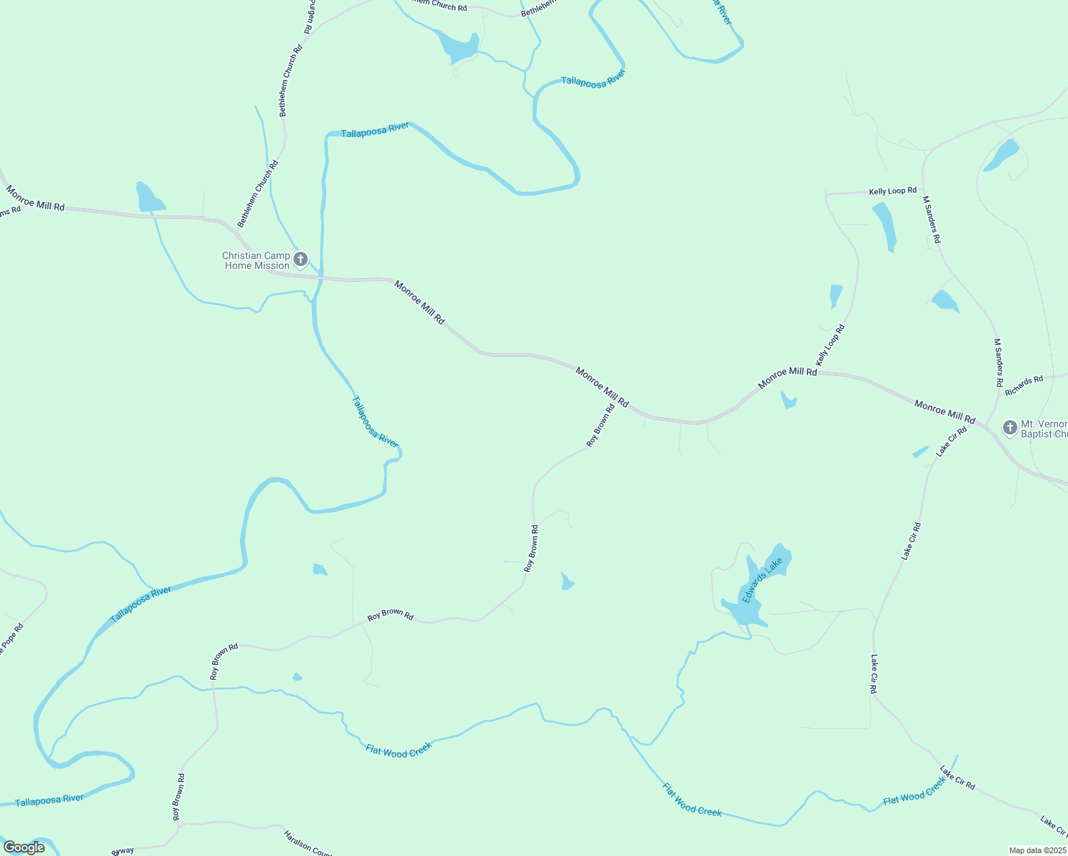 map of restaurants, bars, coffee shops, grocery stores, and more near 1200 Roy Brown Road in Buchanan