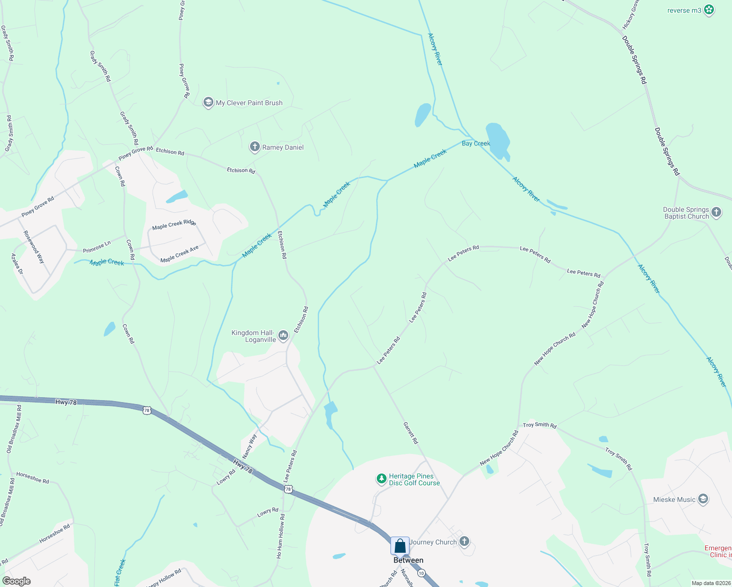map of restaurants, bars, coffee shops, grocery stores, and more near 2161 Seths Ridge in Loganville