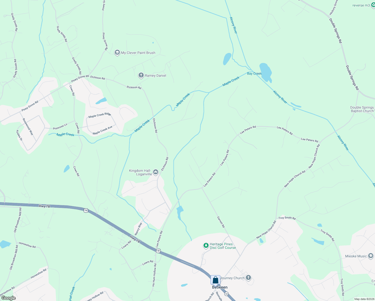 map of restaurants, bars, coffee shops, grocery stores, and more near 2148 Seths Ridge in Loganville