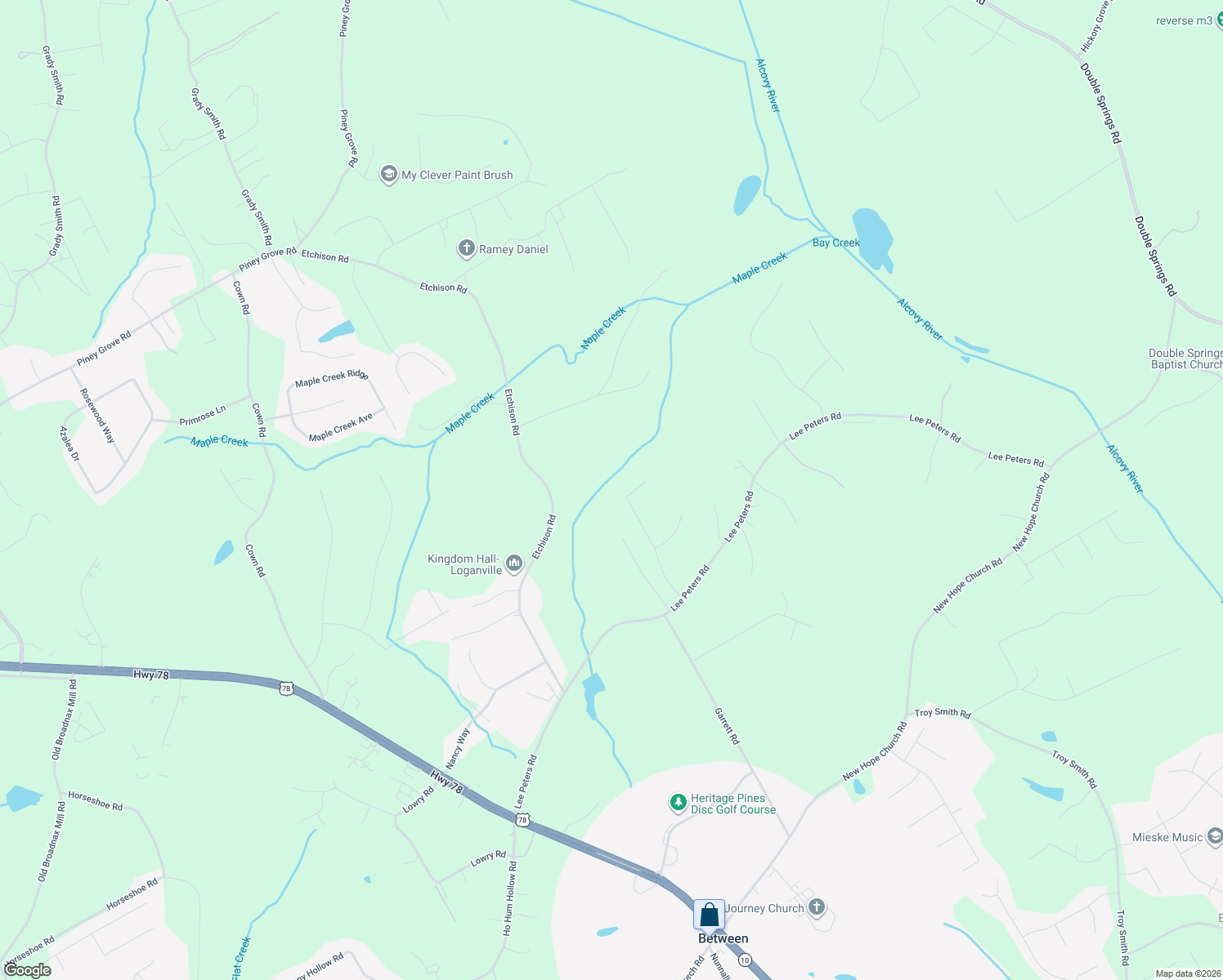 map of restaurants, bars, coffee shops, grocery stores, and more near 2148 Seths Ridge in Loganville