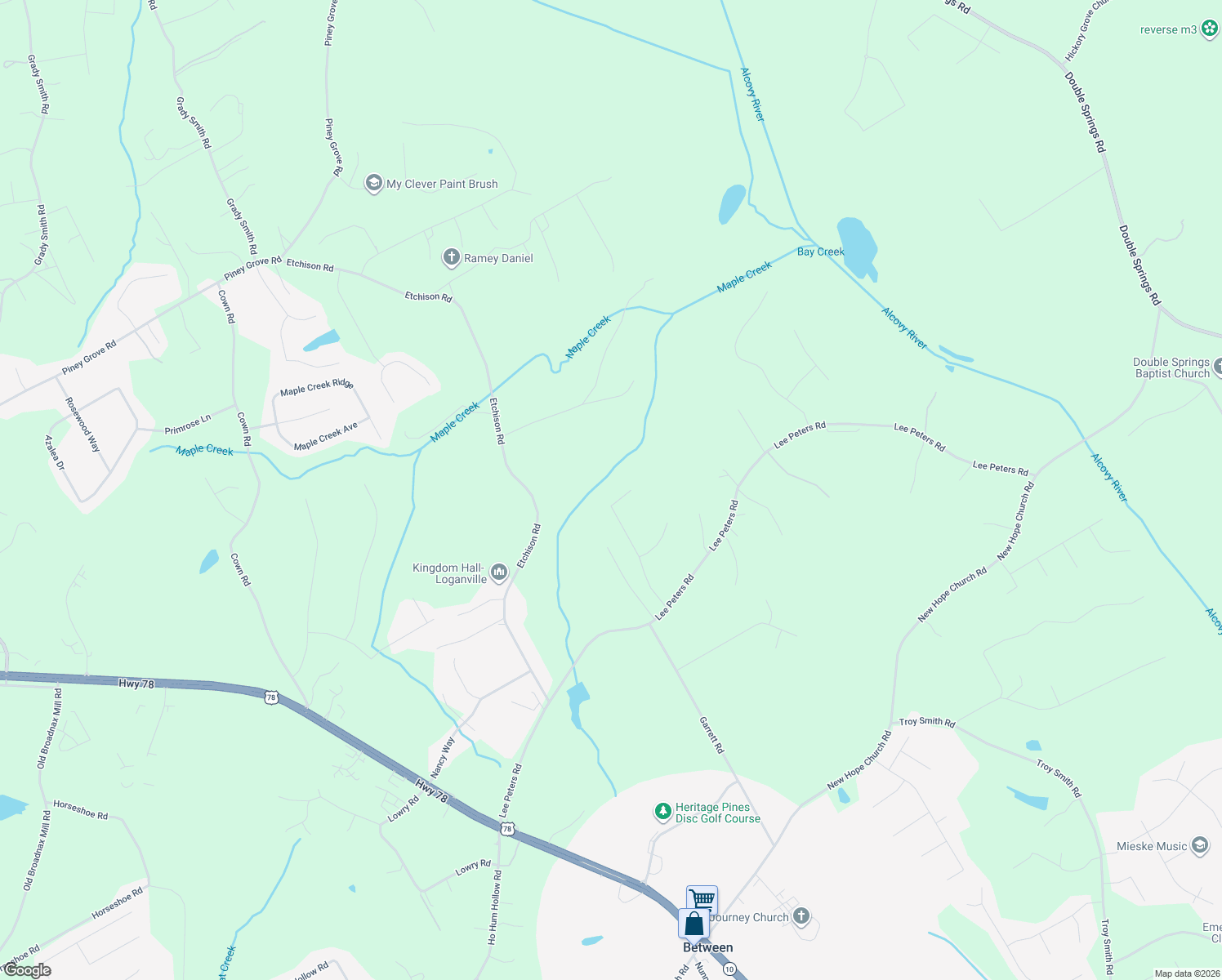 map of restaurants, bars, coffee shops, grocery stores, and more near 2156 Seths Ridge in Loganville
