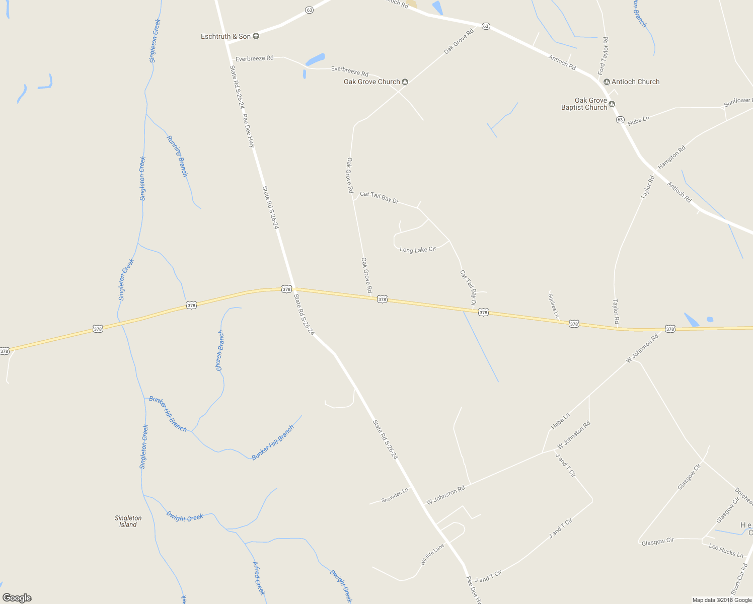 map of restaurants, bars, coffee shops, grocery stores, and more near 6185 U.S. 378 in Conway