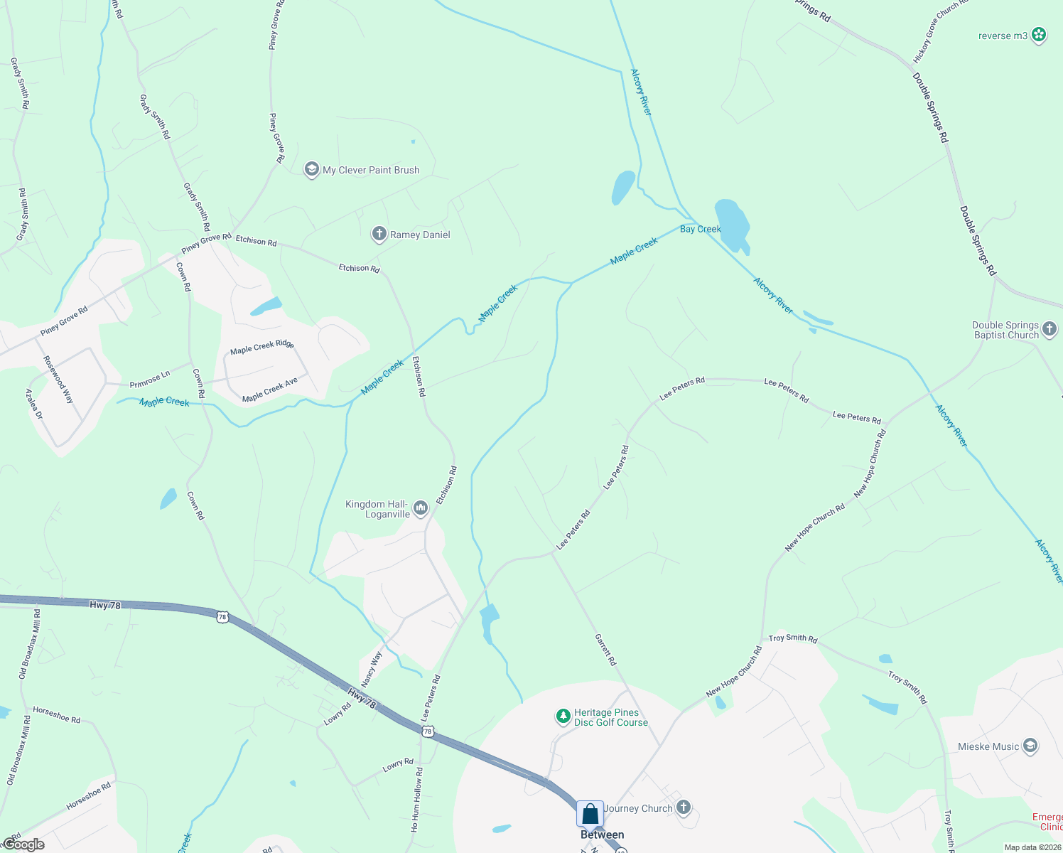 map of restaurants, bars, coffee shops, grocery stores, and more near 2164 Seths Ridge in Loganville