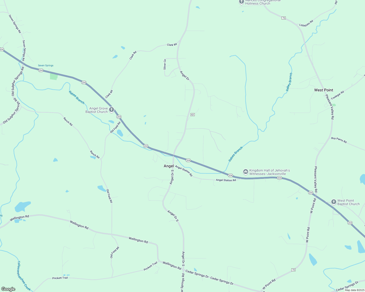 map of restaurants, bars, coffee shops, grocery stores, and more near 116 Angel Drive in Jacksonville