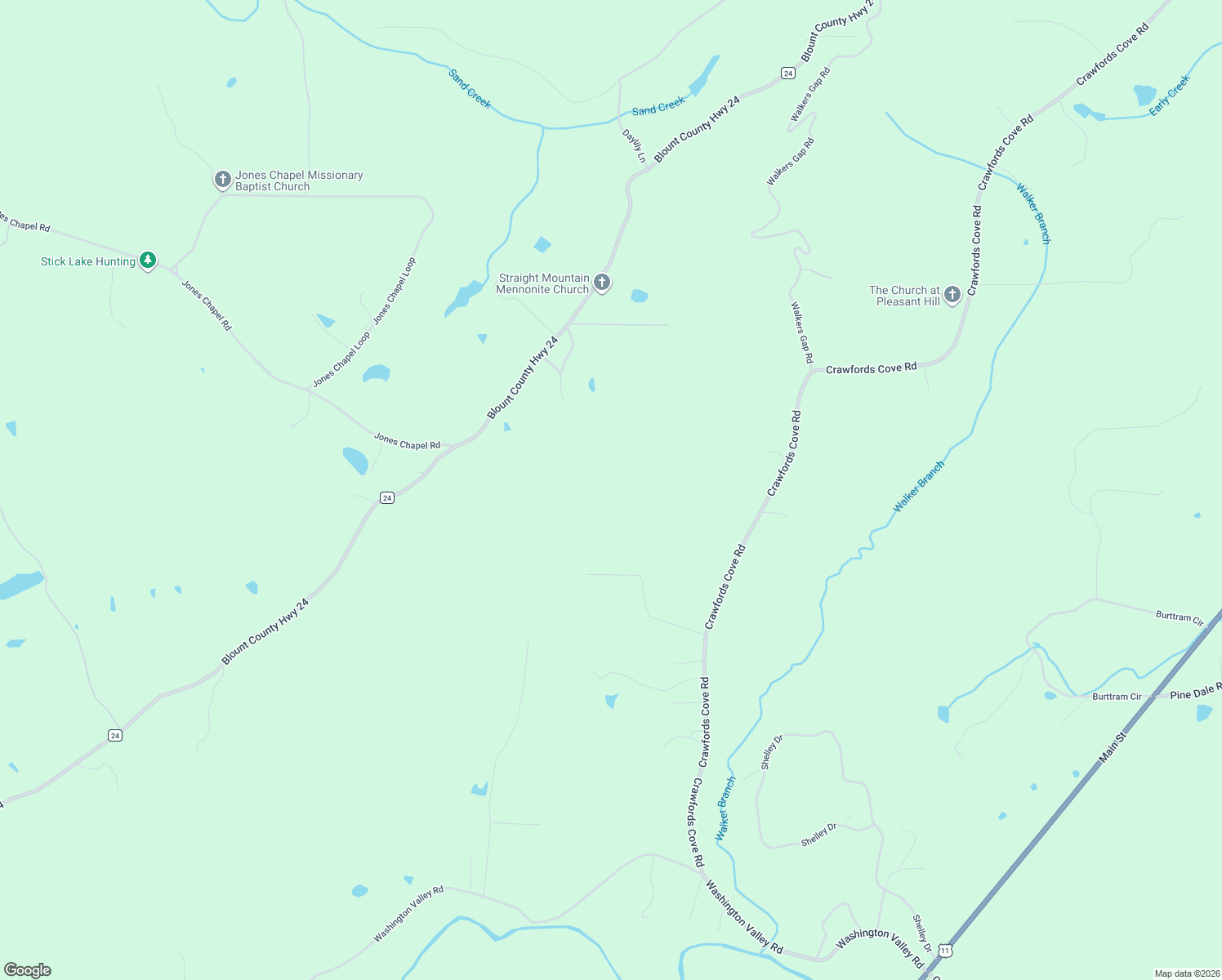 map of restaurants, bars, coffee shops, grocery stores, and more near 1187 Crawfords Cove Road in Springville
