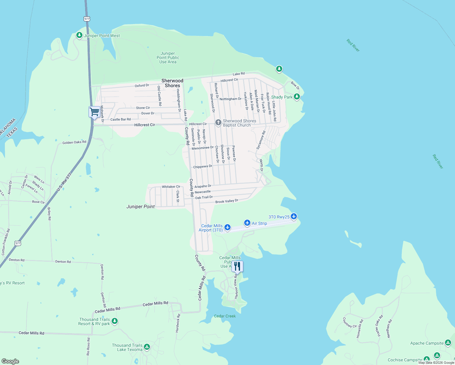 map of restaurants, bars, coffee shops, grocery stores, and more near 263 Arapaho Drive in Gordonville